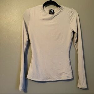 NWOT Naked Wardrobe Sz Med Women’s Gray Scoop-neck Long Sleeve Stretch Top Shirt